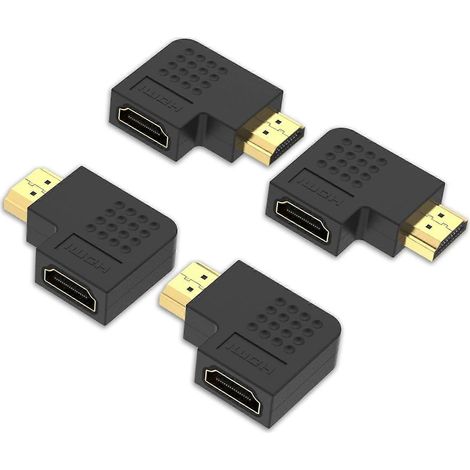 Ensemble de 4 adaptateurs HDMI coudés à 90° et 270°, coupleur HDMI mâle-femelle, support adaptateur plat vertical (1/4)