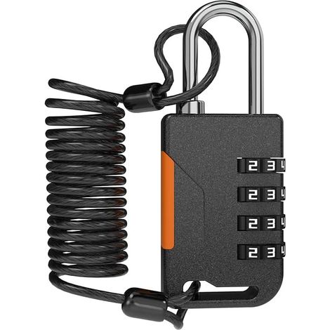 Cadenas à code polyvalent multicolore pour bagages – Serrure mécanique en alliage de zinc pour sacs et tiroirs (câble en acier, noir) (1/5)