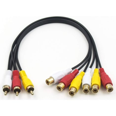 Câble répartiteur RCA Y 30 cm - Adaptateur 3RCA mâle vers 6RCA femelle audio-vidéo pour Home Cinéma, Ampli, Lecteur DVD - Branchement instantané (1/5)