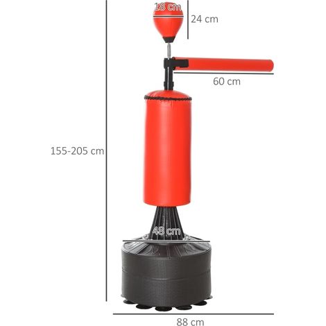 Sacco da boxe con supporto, palla di riflesso, barra 360°, 88 x 48 x 155-205 cm (1/5)