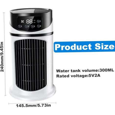 Ventilateur petit climatiseur 6 vitesses, refroidisseur d'air par évaporation avec réservoir d'eau de 300ml (1/5)