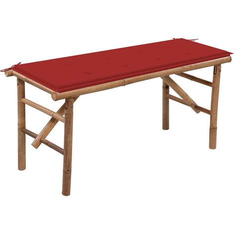 Banc de jardin pliable avec coussin 118 cm Bambou (1/5)