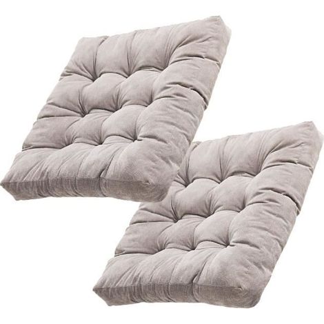 Coussin de Chaise, 2 pièces Épaissi Coton PP Rempli Coussins d'assise avec Sangles de Retenue, 55x55x10 cm,G (1/4)