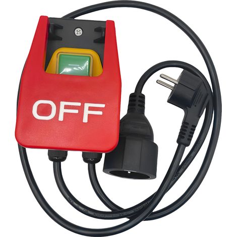 Interrupteur marche/arrêt monophasé 230 V, interrupteur de sécurité à coupure zéro avec prise, bouton-poussoir électromagnétique pour l'arrêt rapide des fraiseuses et des appareils électriques (1/5)