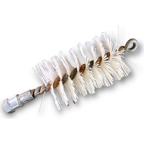 Brosse à tube PRO NYLON Ø 60 mm  Raccord M12175 femelle  Ame en acier torsadé  Nettoyage brossage tube et canalisation  Kibros 41SCN60