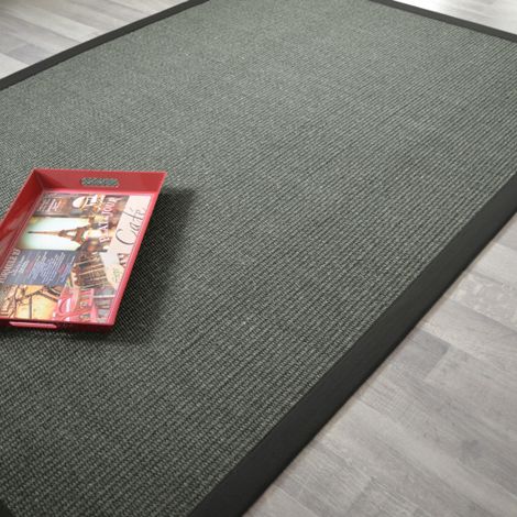 Tapis Sisal Quintana anthracite - Ganse coton noire - 200 x 200 cm (1/5)