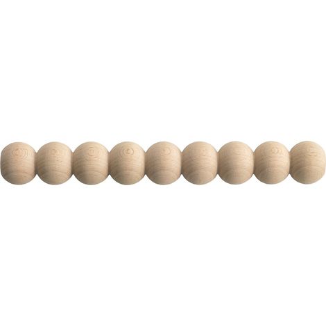 Echantillon de moulure perle brut decorative - D.3 x L20 cm - Bois de hêtre massif - Style Parisien - A peindre (1/4)