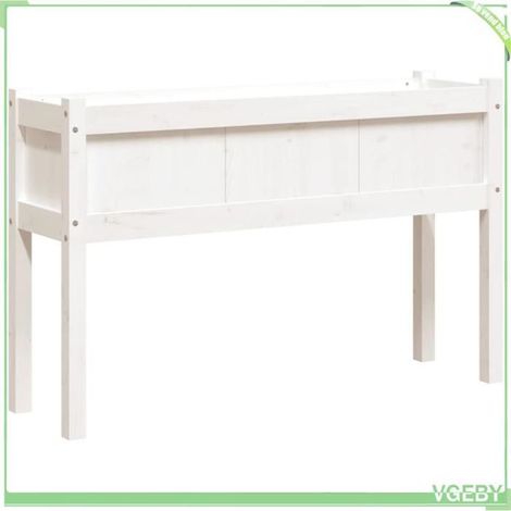 Jardinière avec pieds - FAFEICY - 837566 - bois de pin massif - blanc - 110 x 31 x 70 cm (1/5)