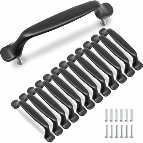 10 Pcs Poignée Noir Meuble Cuisine 96mm Alliage d'Aluminium Poignées Armoire Porte avec Vis (1/4)
