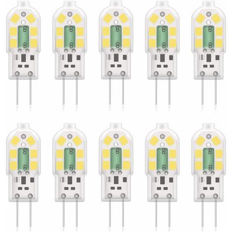 Lampadina LED G4 da 2W, equivalente a una lampadina alogena da 20W, luce bianca fredda 6000k, 200 lm, 12x SMD, 12V AC/DC - Confezione da 10 [Classe energetica A+] (1/5)