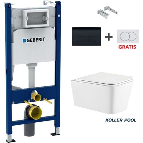 Bâti-support ROCA Active pack réservoir encastrable et plaque Chrome Brillant avec WC suspendu ROUND Tornade 3.0 Noir Mat par KP (1/5)