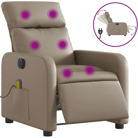 vidaXL Elektrischer Relaxsessel mit Massagefunktion Cappuccino Kunstleder