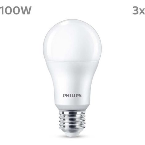 Philips – Ampoule LED E27 100W blanc froid non dimmable – Durée de vie 30 000 heures – Éclairage puissant pour espaces intérieurs – Lot de 3