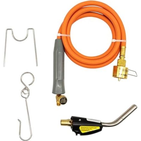 Torche de soudage pour bouteille de propane, torche au propane avec tuyau de 1,5 m, torche à souder avec bouton d'allumage électrique, soufflage de soudage pour chauffage par fusion (1/5)