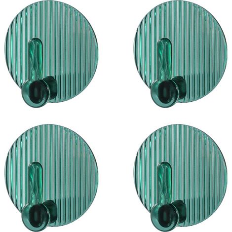 4pcs Adhesive Hooks No Drilling Strong Self Adhesive Towel Coat Hooks for Bathroom Shower Kitchen Keys Door Green (1/5)