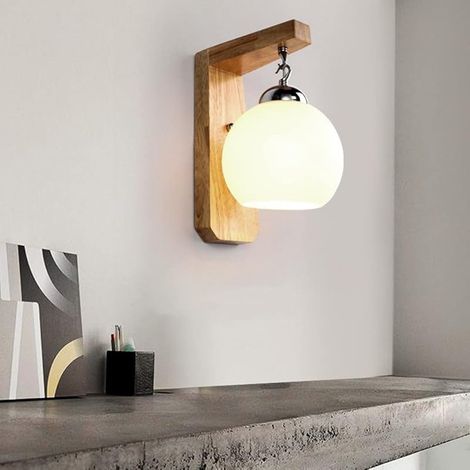 éclairage Intérieur Applique Creative Bois Art Suspendu Boule Verre Couverture Applique Murale Led Intérieur Applique Moderne Allée Chambre Lampe De Chevet Escalier Lampe Fond éclairage Mural (1/5)