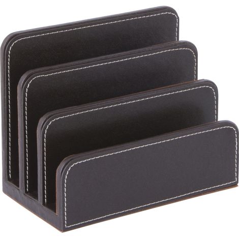 Osco BPULH1 Faux Leather Letter Holder - Brown