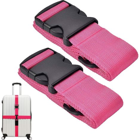 sangles de bagage réglables, avec boucle de verrouillage, accessoires de voyage, ceintures de sécurité (rouge rose) (1/5)