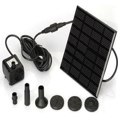 Bomba solar para fuente de 7 V y 1,2 W, bomba de agua solar con 6 boquillas, kit sumergible sin escobillas para fuente, 11 x 11 cm, 3 m de longitud de manguera. (1/4)