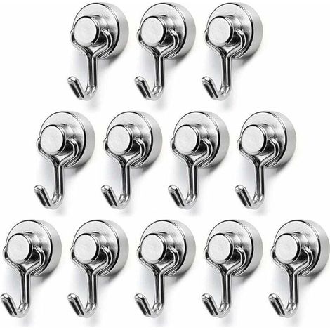 Leistungsstarke 15-mm-Neodym-Magnethaken, 7 kg Tragkraft, 12er-Pack für Küche, Kühlschrank, Büro – KZQ