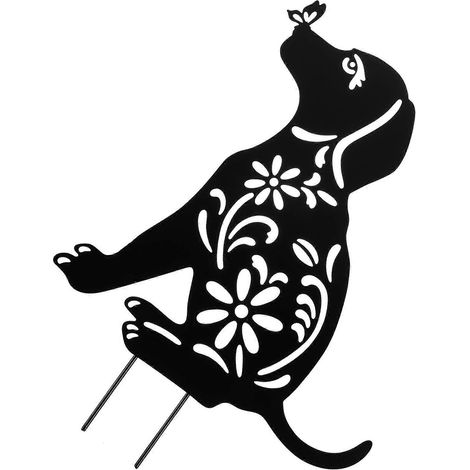 Piquet décoratif en fer pour jardin, représentant un chiot. (1/5)