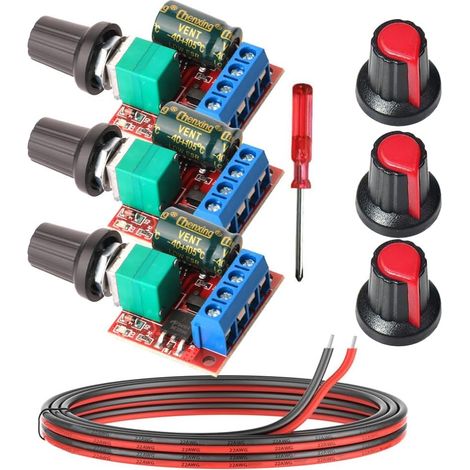 3pcs Contrôleur De Vitesse Moteur,PWM 5A,Réglable 5V-35V,Indicateur LED,Pour Moteur DC