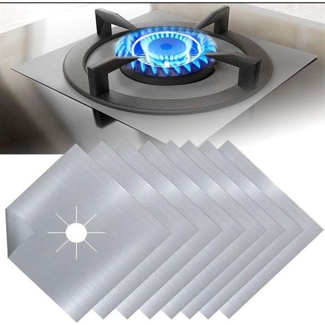 8Pcs Gas Hob Cover Teflon Silver Gas Hob Cover Gas Stove Protector Gas Stove Cover Gas Burner Protector Anti-Corrosion Non-Stick for Kitchen (1/5)