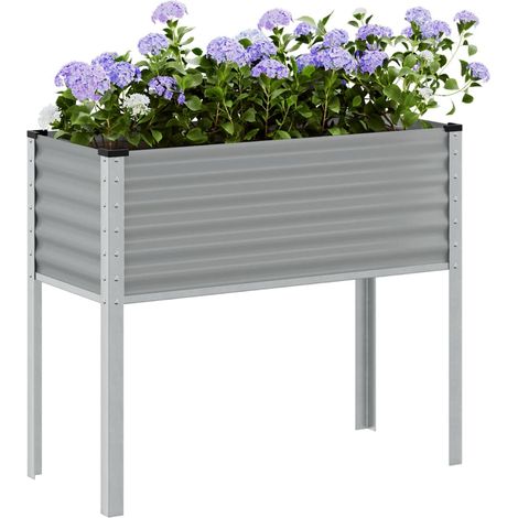 Jardinière-Pot de fleur gris 100x41x90 cm acier (1/5)