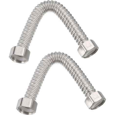 20mm x 20cm Tuyau Flexible de Chauffe-Eau d'Acier Inoxydable, 2 Pcs Tuyau de Connecteur de Chauffe-Eau Ondulé Durable, pour Raccord de Conduites d'Eau (1/4)