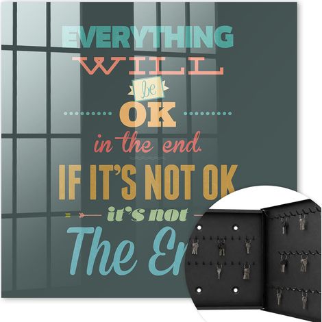 Armoire à clés - (30 cm x 30 cm) - Boîte à clés murale - Coffret de rangement pour clés - Couleur noire - Ouverture vers la droite - Pour maison et bureau - Message positif (1/5)