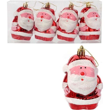 Set di 4 palline a forma di Babbo Natale da 7 cm (1/4)