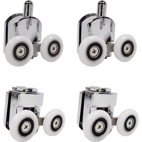 Lot de 4 roulettes de douche avec double porte coulissante (2 en haut + 2 en bas) (25 mm - 2top + 2 bas) (1/5)