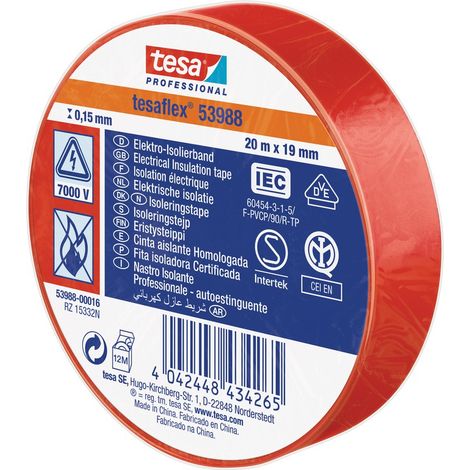Cinta aislante homologada roja 19 mm x 20 m (1/5)