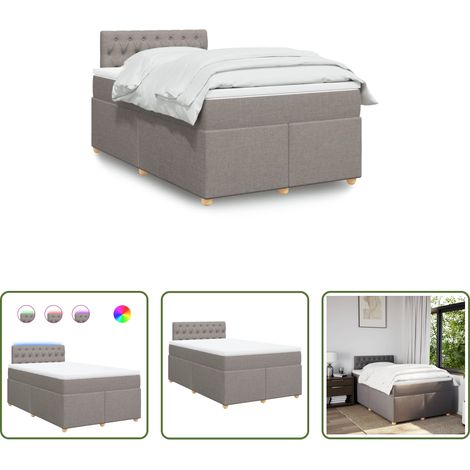 vidaXL LED-Beleuchtung - Boxspringbett mit Matratze Taupe 120x200 cm Stoff (1/5)