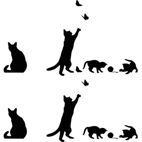 pegatinas de gato negro para dormitorio, pegatinas de pared de gato, papel pintado de vinilo removible para habitación de gato, pegatinas de arte de pared para el hogar, tienda, dormitorio, escaleras. (1/5)