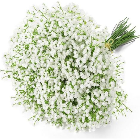 Lot de 6 fleurs artificielles de gypsophile, gypsophile blanche en vrac, fleurs synthétiques réalistes au toucher réaliste pour mariages et compositions florales (1/5)