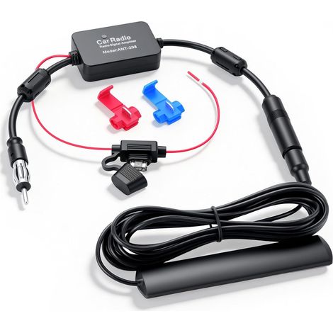 Antenne Voiture avec Amplificateur de Signal, Adaptateur Antenne Autoradio FM, Amplificateur Audio Voiture 12V/24V pour Poste Radio Voiture – Compatible avec Camions SUV Bateaux (1/5)