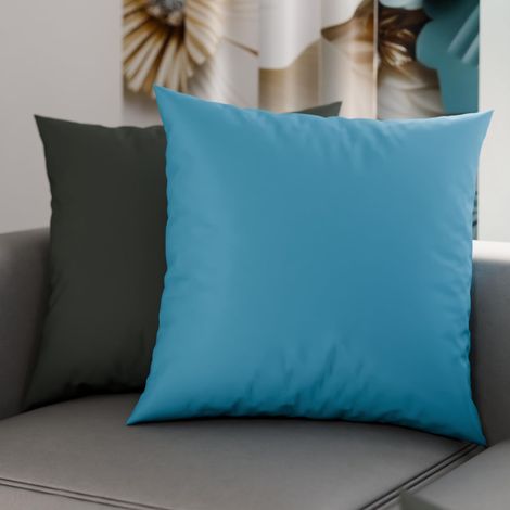 Lot de 2 Taies d'oreiller de Lit 45x45 cm, Housses de Coussin Unies Double Face Bleu Ciel et Gris, Taie Oreiller 100% Microfibre, Fabriqué en Italie (1/3)