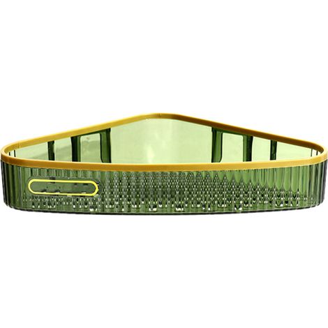 Étagère Murale de Salle de Bain en Triangle - Porte-Savon Fixation Adhésive Sans Perçage - Rangement Économiseur d'Espace Design Luxe en Plastique Vert Foncé (1/5)
