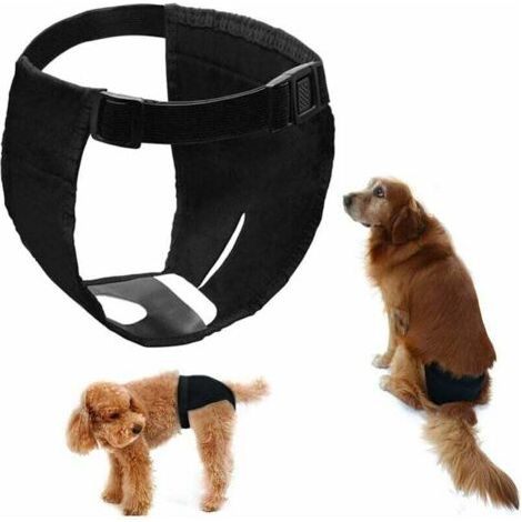 QORVA-Culotte Chiennes Chaleurs Culotte Menstruelle pour Chien Lot de 3 avec 9 Serviettes Hygiéniques Pantalon de Périodes Physiologiques Protection Femelles Lavables, Noir S, Ensoleillé (1/5)