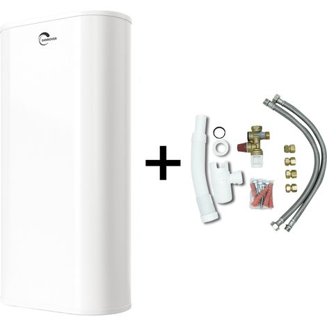 Chauffe Eau Electrique Plat Mural Multipositions Valorie Sannover 30 Litres + Kit d'Installation Complet NF
