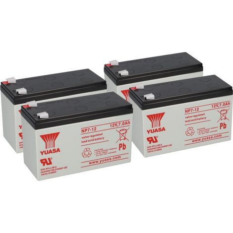 4x Yuasa Blei-Akku NP7-12 Pb 12V 7Ah VdS, Faston 4,8mm (1/5)