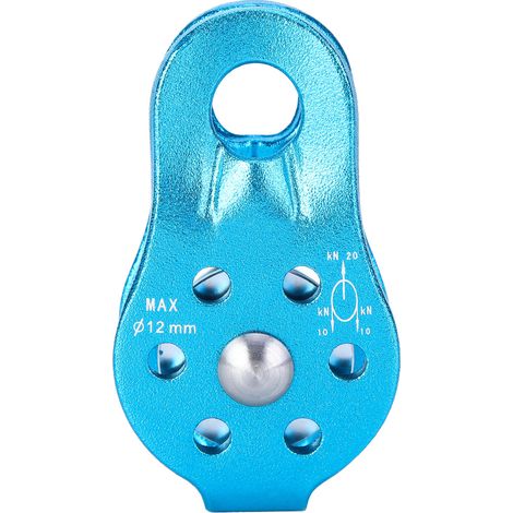 Poulie de levage en alliage d'aluminium robuste pour équipement d'escalade et de sécurité (Bleue) (1/5)