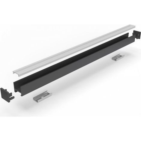 Profilo P46 nero opaco lunghezza 1200mm. fissaggio a molle con touch dimmer bianco