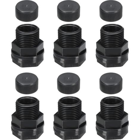 6 Pièces Raccord De Cloison NPT 1/2" Femelle x GHT 3/4" Mâle Noir (1/5)