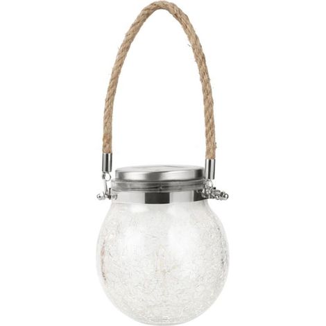 Lampe solaire à suspension épaissie, style verre craquelé, étanche avec capteur intelligent, pour jardin, allée et patio (1/5)