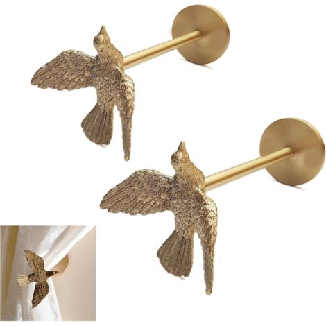 Gancio da parete in ottone per tende, uccellino dorato (soggiorno, camera da letto, cucina, cameretta dei bambini)