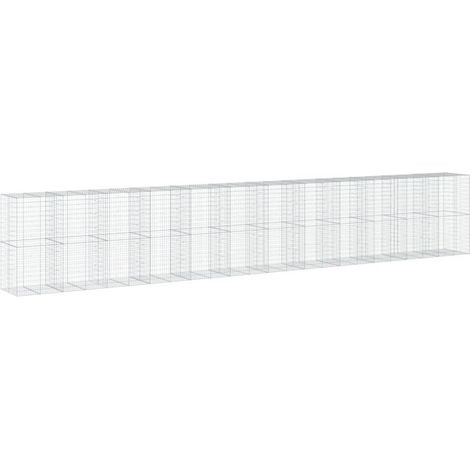 Gabbione recinto a gabbia muro di contenimento con coperchio 1200 x 100 x 200 cm ferro zincato argento 020040132