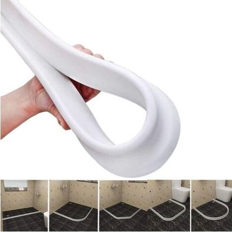 Barrière de douche pliable et système de rétention pour barrage d'eau et maintient l'eau à l'intérieur du seuil (2 M, Blanc) (1/5)