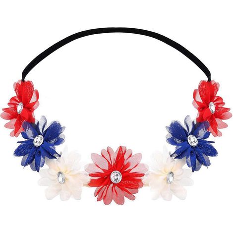 1 Diadema con la bandera estadounidense, lentejuelas rojas, blancas y azules, ideal para fiestas del 4 de julio y como accesorio para disfraces de adultos o niños. (1/5)